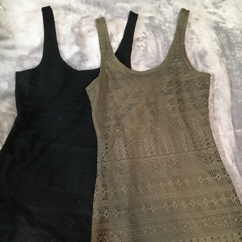 Two mini bodycon lace dresses